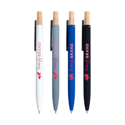 Custom Bali Satin Soft Touch Gel Click Pen (Recycled Aluminum)