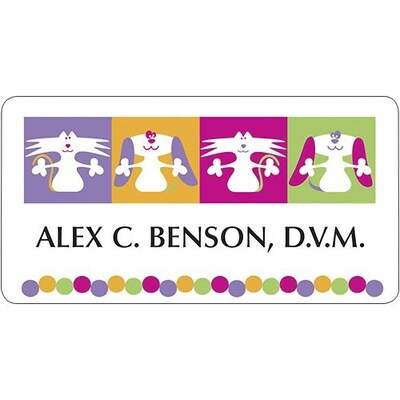 Custom Printed Medical Arts Press® Full-Color Veterinary Name Badges; Standard, Dog & Cat