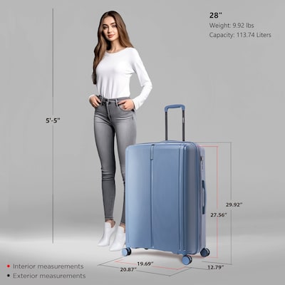 DUKAP Airley 29.92" Hardside Suitcase, 4-Wheeled Spinner, TSA Checkpoint Friendly, Blue (DKAIR00L-BLU)
