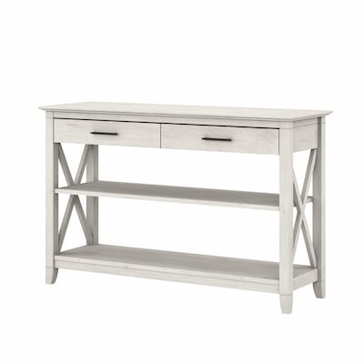 Bush Furniture Key West 47 x 16 Console Table with Drawers and Shelves, Linen White Oak (KWT248LW-