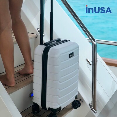 InUSA Trend 20" Hardside Carry-On Suitcase, 4-Wheeled Spinner, TSA Checkpoint Friendly, White (IUTRE00S-WHI)