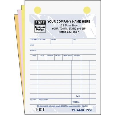 Custom Multi-Purpose Register Form, Classic Design, Small Format, 3 Parts, 1 Color Printing, 4" x 6", 500/Pack