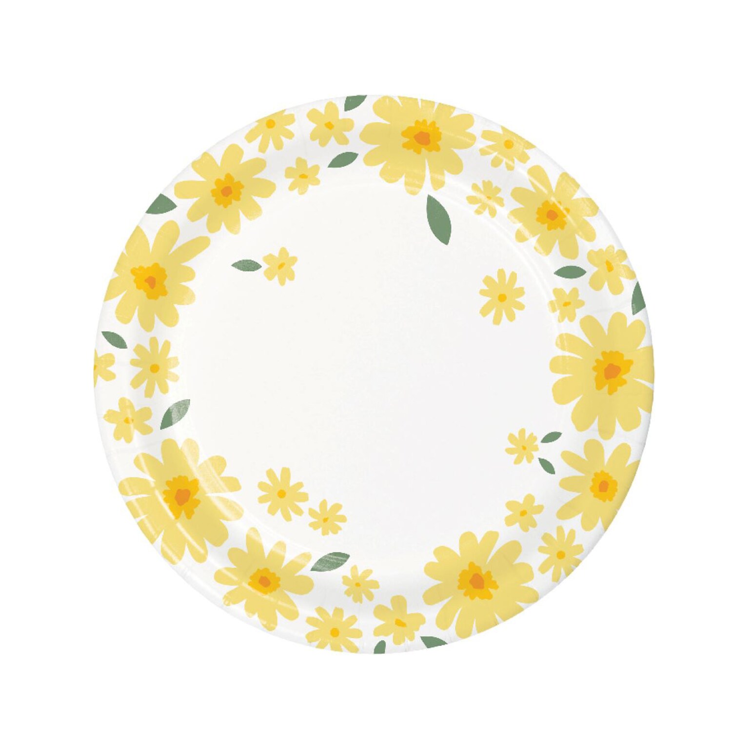 Creative Converting Sweet Daisy Party Dessert Plate, White/Yellow, 24/Pack (DTC372464PLT)