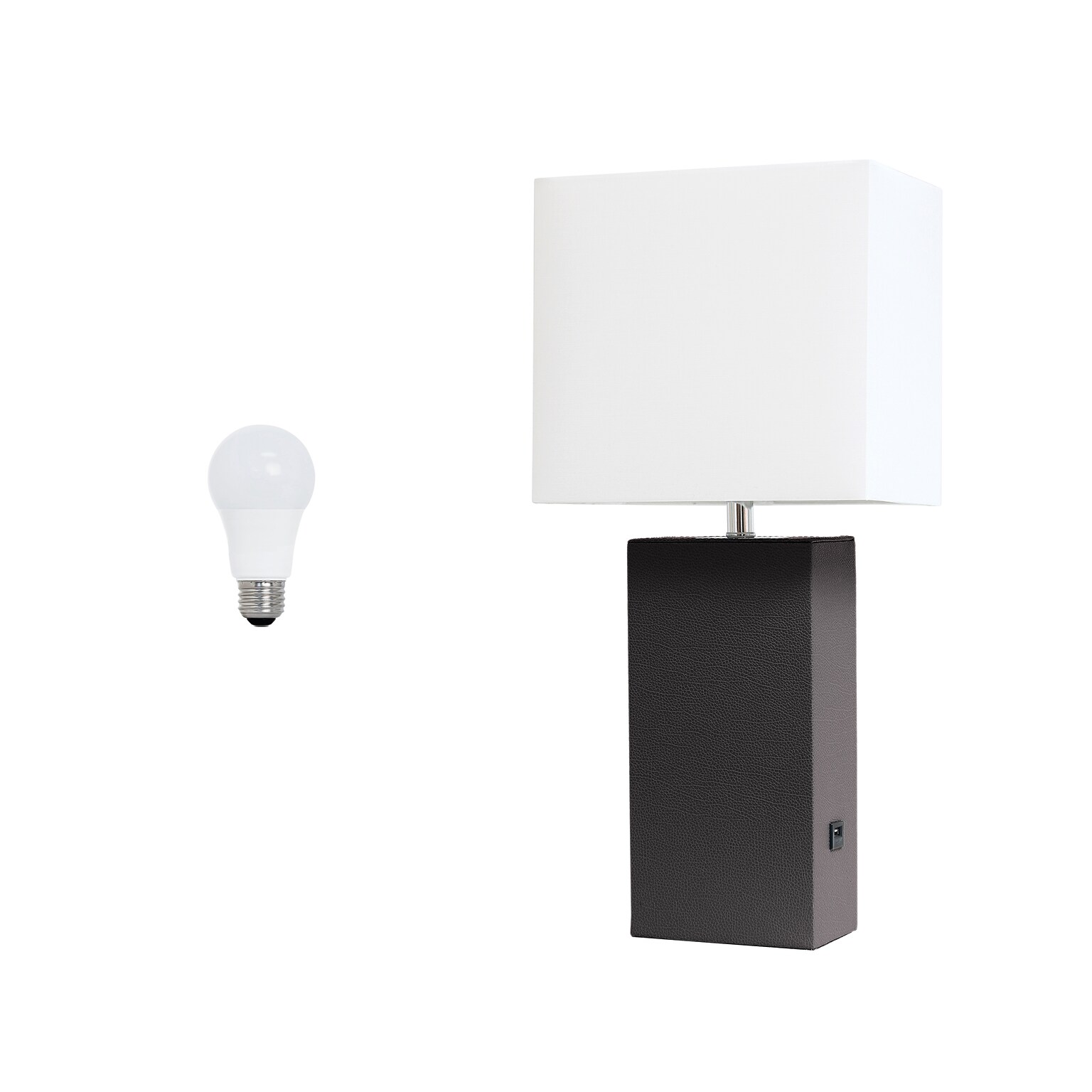 Lalia Home Lexington 21 Modern Bedside Table Lamp, White Fabric Shade, Feit LED Bulb, Espresso Brown (LHT-3012-BW-LB)