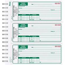 Custom Cash Receipt Book, 3-to-a-page, Duplicate, 225 Sets/Book