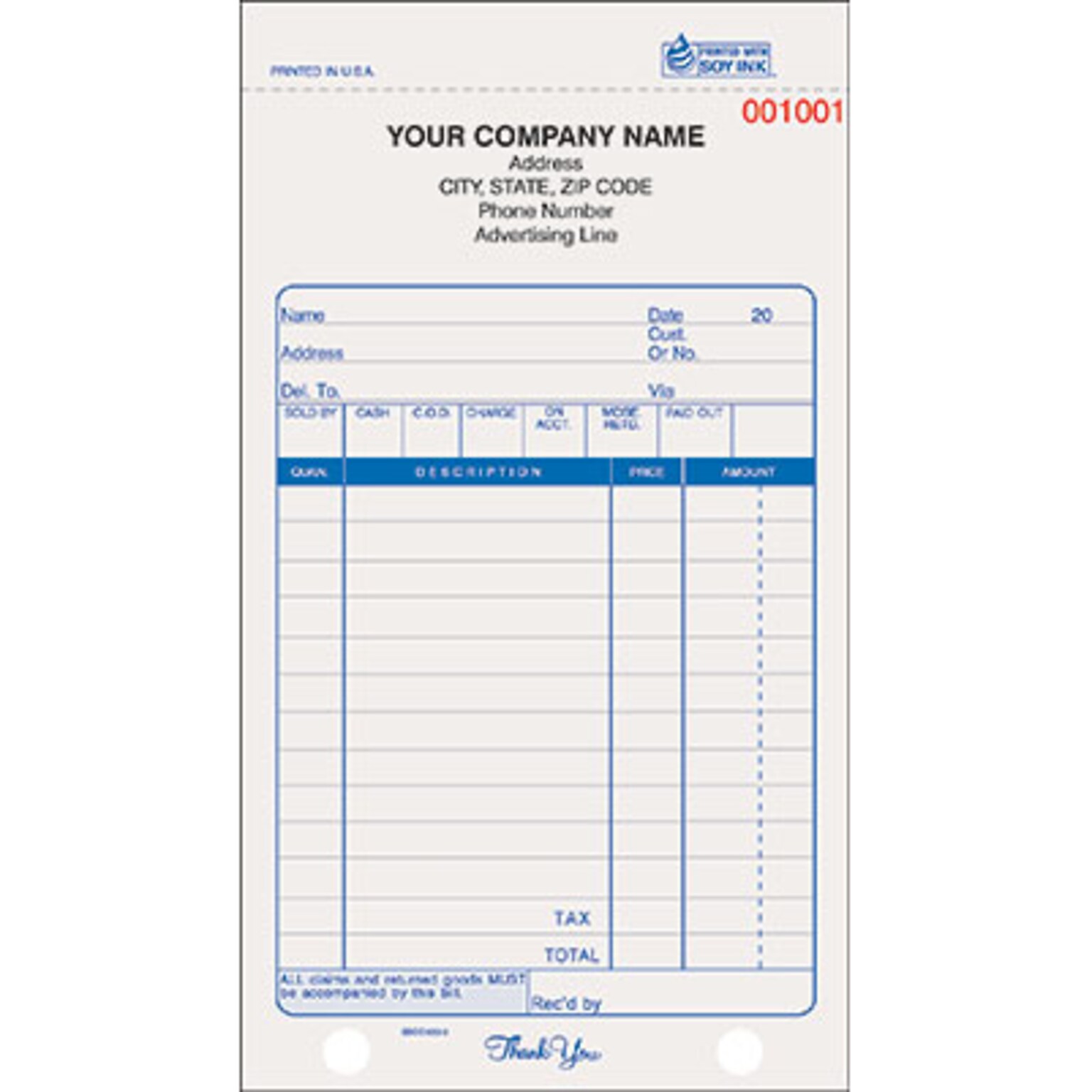Custom Snap Apart Sales Slips, 2 part, 7 x 4-1/4, 500 Sheets