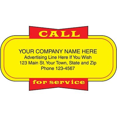 Custom Printed Call for Service Pre-Printed Labels