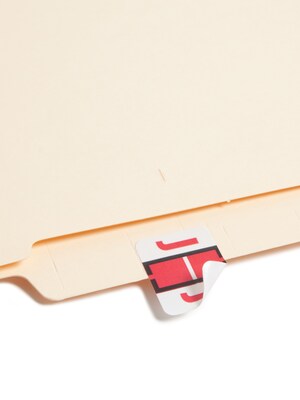 Smead BCCR Labels File Folder Label, J, Red, 500 Labels/Pack (67080)