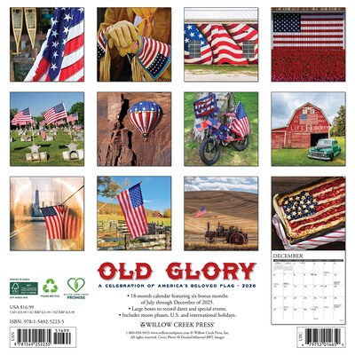 2026 Willow Creek Old Glory 12 x 12 Wall Calendar (52235)