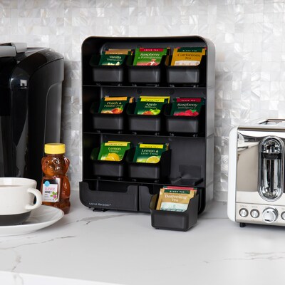 Mind Reader Plastic 11-Drawer Tea Bag Organizer, Black (TBORG-BLK)