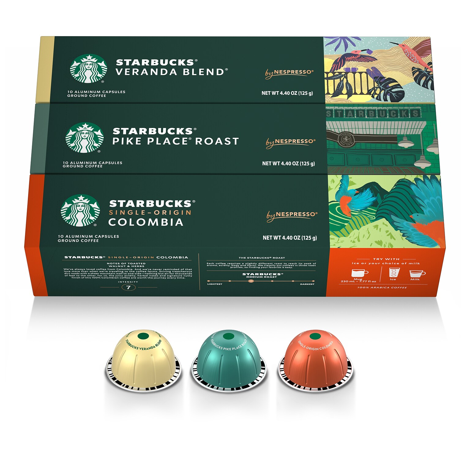 Nespresso Starbucks Variety Pack Coffee Nespresso Vertuo Capsules, Light & Medium Roast, 30/Pack (163929)