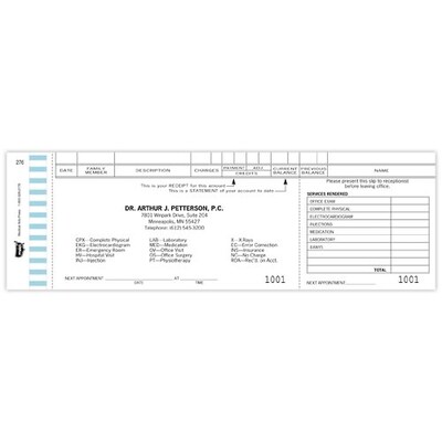Medical Arts Press Carbonized Pegboard Receipts; Shingled 25s, Format 276