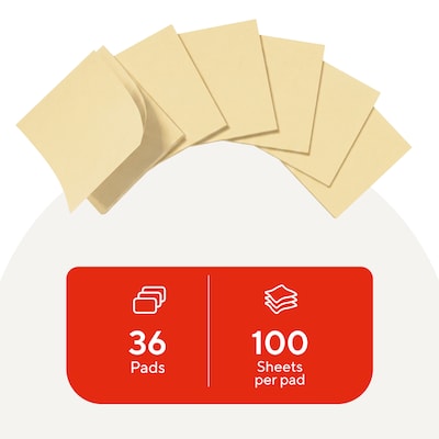 Staples Pop-Up Sticky Notes, 3 x 3, Sunshine Colors, Recycled Paper, 3600 Sheets – Eco-Friendly Dispenser Notes for Offices