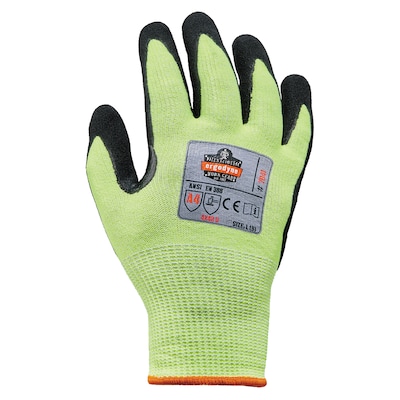 Ergodyne ProFlex 7041 Hi-Vis Nitrile-Coated Cut-Resistant Gloves, ANSI A4, Wet Grip, Lime, XXL, 144