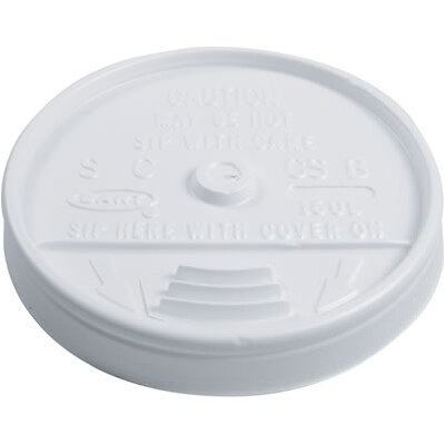 Dart® Sip Thru® Foam Cup Lids, 8 oz., White, 1000/Carton (8UL)