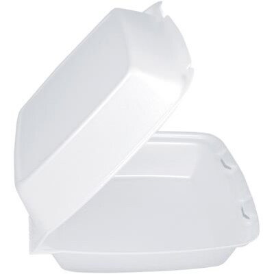 Dart® Foam Hinged Lid Carryout Container; 9-1/2x9-1/4x3, 200/Case