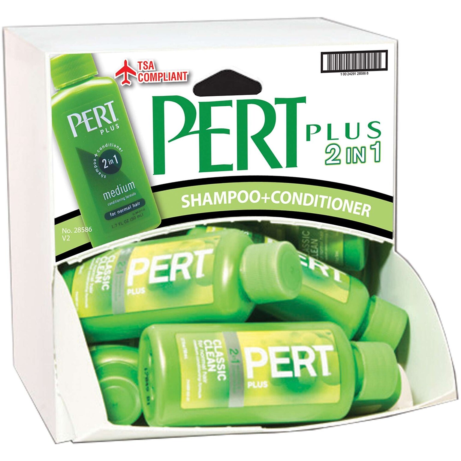Pert Plus Shampoo & Conditioner 1.7 oz  Travel Size Bottle, 18 Bottles/Dispensit Box, 12 Dispensit Boxes/Carton