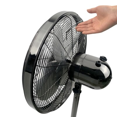 Good Housekeeping Retro Pedestal Fans 16-inch 3-Speed Oscillating Pedestal Fan, Midnight Chrome (92654-GM)