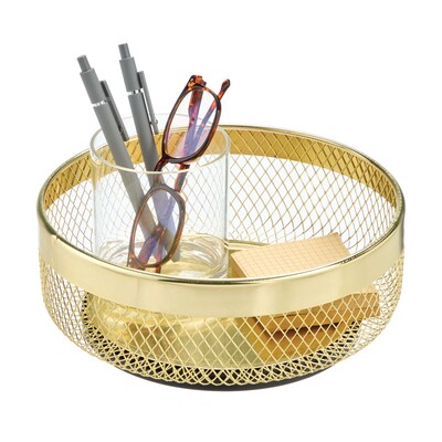 iDESIGN Metal Mesh Lazy Susan Organizer, Soft Brass (25965)