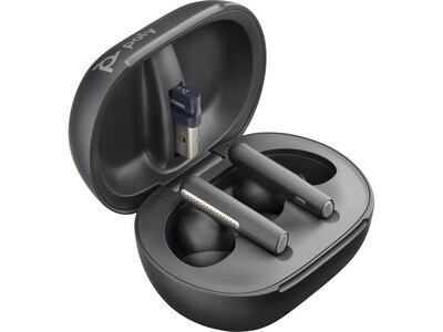 Poly Voyager Free 60+ UC Wireless Noise Cancelling Bluetooth Earbuds, USB-A, MS Certified, Carbon Black (7Y8G9AA)