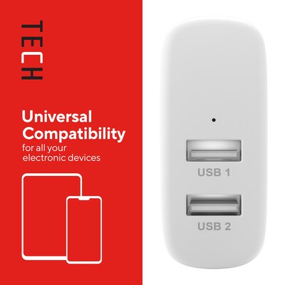 Staples TECH USB-A Wall Charger, 24W, White (ST62318)