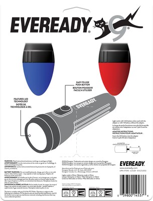 Eveready 6.5 LED Flashlight, Assorted Colors, 2/Pack (EVEL152S)
