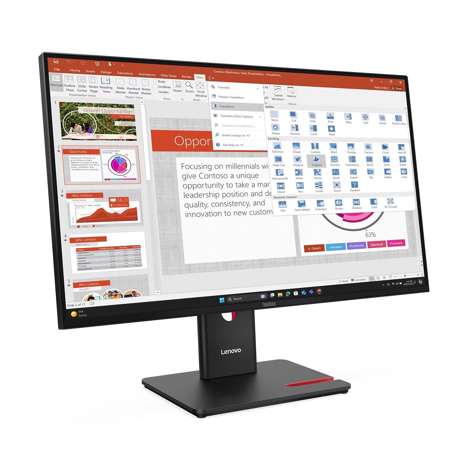Lenovo ThinkVision T27-40 27” FHD IPS 120Hz WLED Monitor, Height Adjustable, Eclipse Black (64A5MAT6UZ)