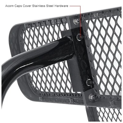 Global Industrial 4' Outdoor Steel Bench w/ Backrest, Expanded Metal, Gray (695743GY)