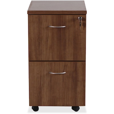 Lorell Essentials 2-Drawer Mobile Vertical File Cabinet, Letter/Legal Size, Lockable, 28.4H x 15.7W x 22D, Walnut (LLR69984)