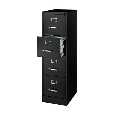 Quill Brand® 4-Drawer Vertical File Cabinet, Locking, Letter, Black, 22D (22337D)