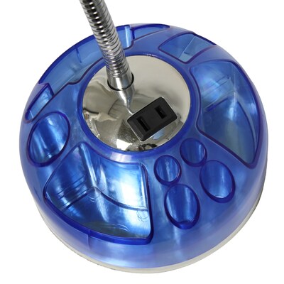 Creekwood Home Sleek Essentials 19.5" Basic Swivel Desk Lamp with Charging Outlet and Storage, Clear Blue (CWD-1003-CB)