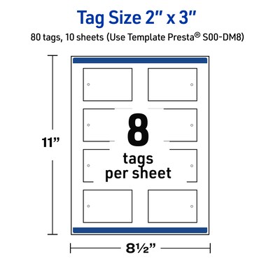 Avery 3" Blank Price & Merchandise Tags, White, 80/Carton (S00-DM8-PRMWT10)