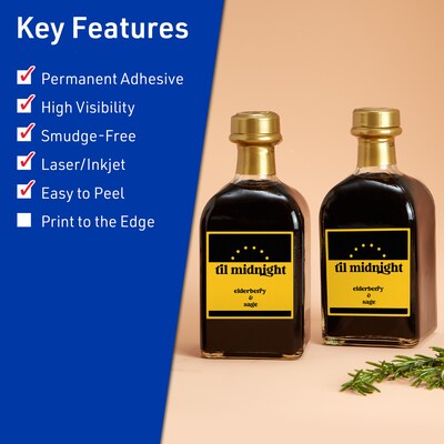 Avery Laser/Inkjet Square Multipurpose Labels, 2.5" x 2.5", Bright Yellow, 360/Pack (94104)