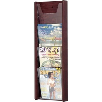 Wooden Mallet Solid Wood Magazine Wall Rack; 4 Magazine Pockets (AC344)