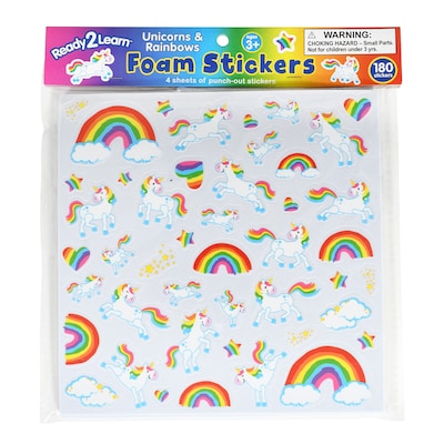Ready2Learn Foam Unicorn and Rainbow Stickers, Multicolored, 180/Pack (CE-10086)