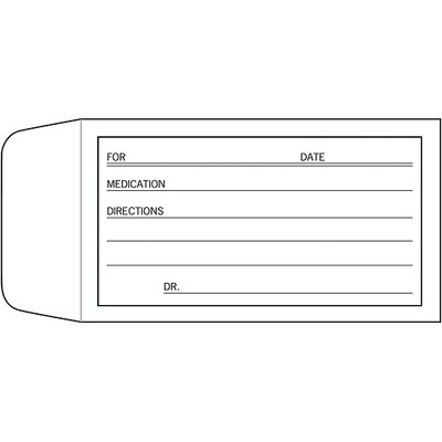 Medical Arts Press® Pill Envelopes; 2-1/2 x 4-1/4, White, Reclosable, Ruled, Style C, 500/Box