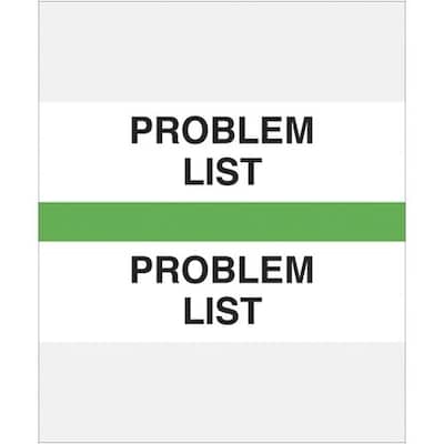 Lt. Green Chart Divider Tabs; Problem List