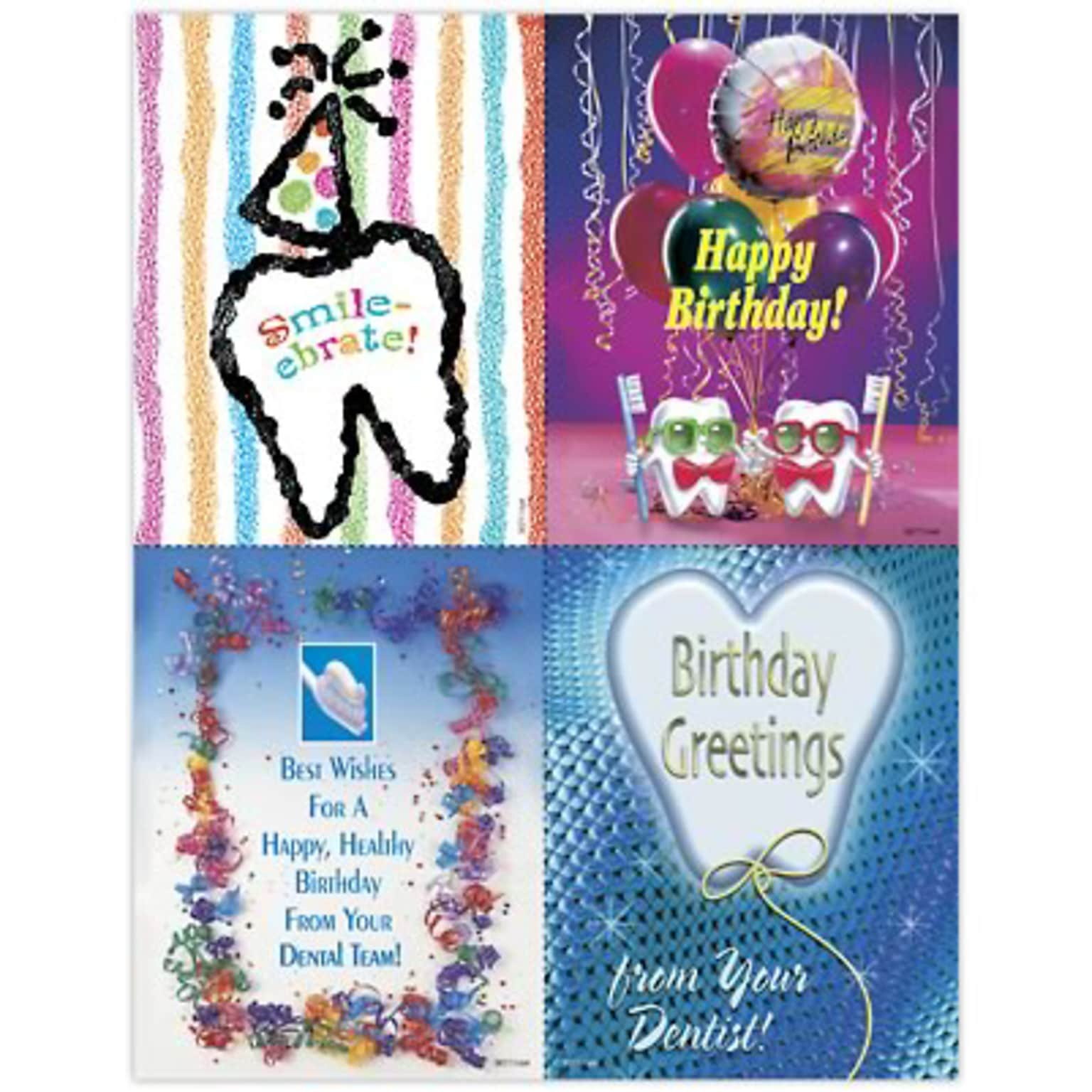 Medical Arts Press® Dental Assorted Postcards; for Laser Printer; Birthday, 100/Pk