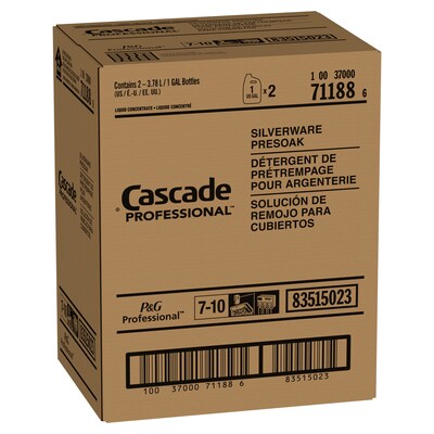 Cascade Professional Silverware Presoak Dishwasher Detergent Liquid, Unscented, 128 oz., 2/Carton (71188CT)