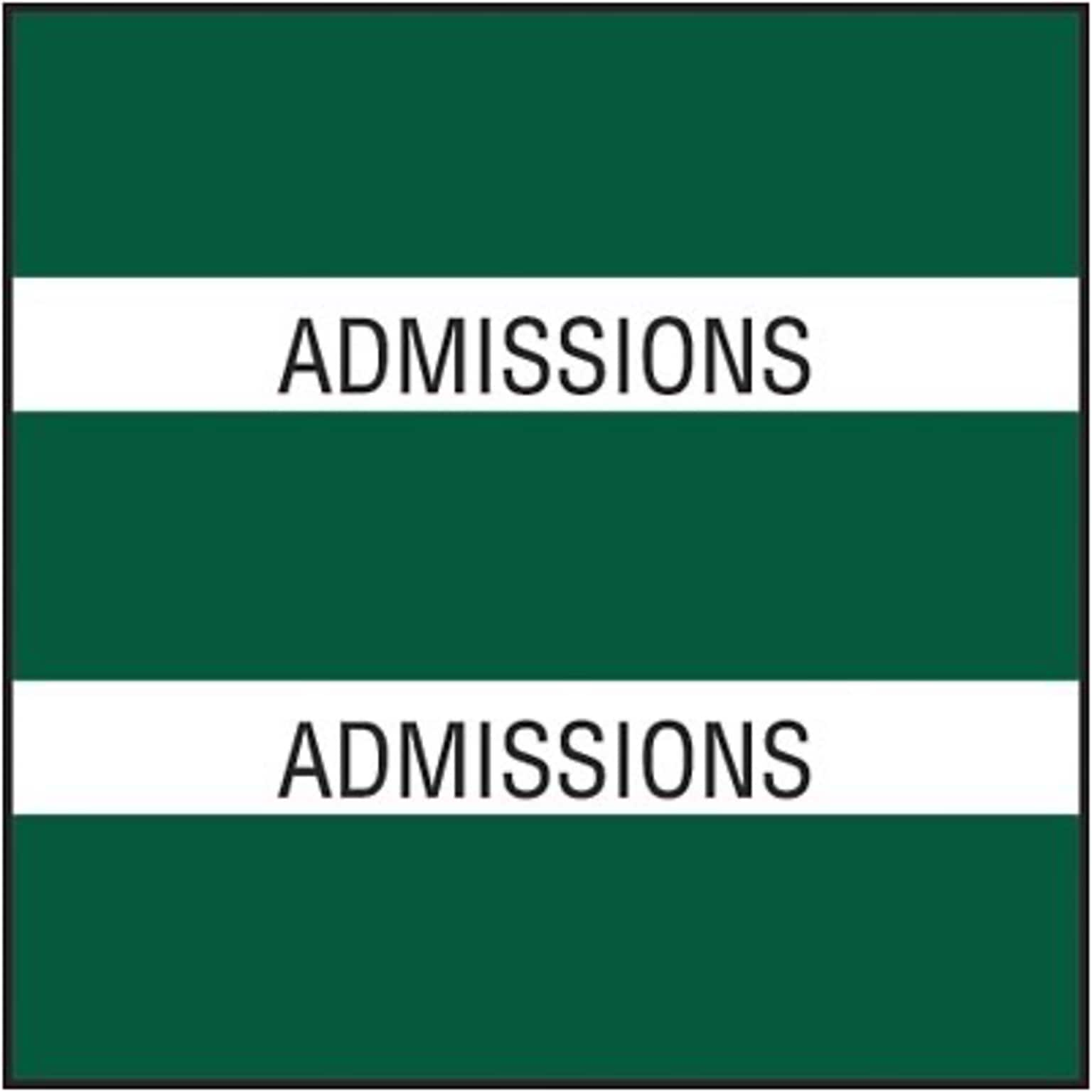 Medical Arts Press® Large Chart Divider Tabs; Admissions, Dk. Green