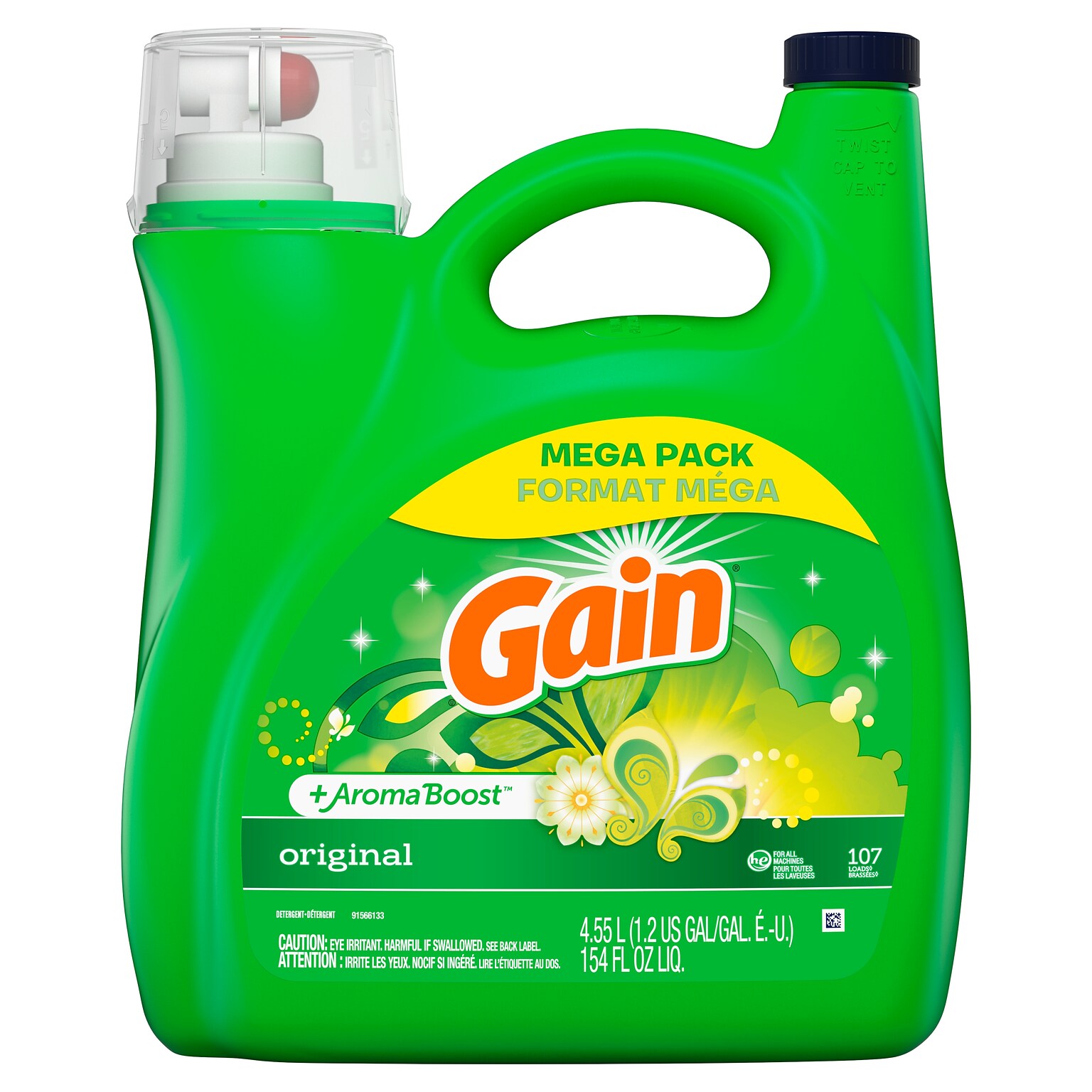 Gain + Aroma Boost HE Liquid Laundry Detergent, 107 Loads, 154 oz. (77273)