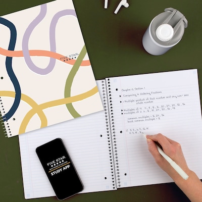 Five Star Five Star Simple Waves 1-Subject Notebooks, College Ruled, 80 Sheets, Multicolor (820233F-24)