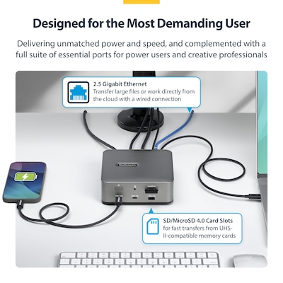 StarTech Universal Docking Station for Thunderbolt 5/4 and USB4 (Windows/macOS) Laptops, Gray (215N-TB5USB4DOCK)