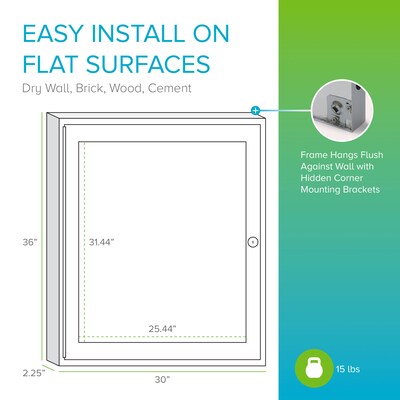 Ghent 1 Door Enclosed Natural Cork Bulletin Board, Satin Aluminum Frame, 36"H x 30"W, (GHEPA13630K)