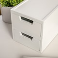Martha Stewart Weston Wood Stackable Engineered Office Desktop Organizer with Drawers, White, 2/Set