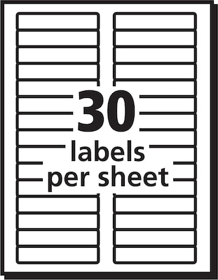 Avery EcoFriendly Laser/Inkjet File Folder Labels, 2/3" x 3 7/16", White, 30 Labels/Sheet, 50 Sheets/Box (45366)