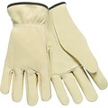 Memphis Gloves® Drivers Gloves; Cowhide Leather, Rolled Cuff, L Size, Cream, 12 PRS