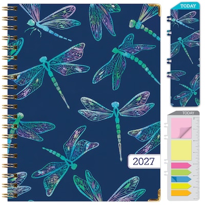 2027 Excello Brands 9 x 11 Weekly & Monthly Standard Planner, Paperboard Cover, Dragonflies (FSHN-CY27-8511-59)