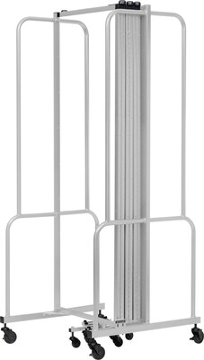 National Public Seating Robo Series 7-Panel Folding Mobile Room Divider, 72"H x 164"W, Clear Acrylic (RDG6-7CA)