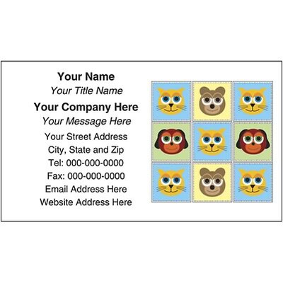 Full-Color Business Cards; General, Cats and Dogs, 100-lb. Bright White